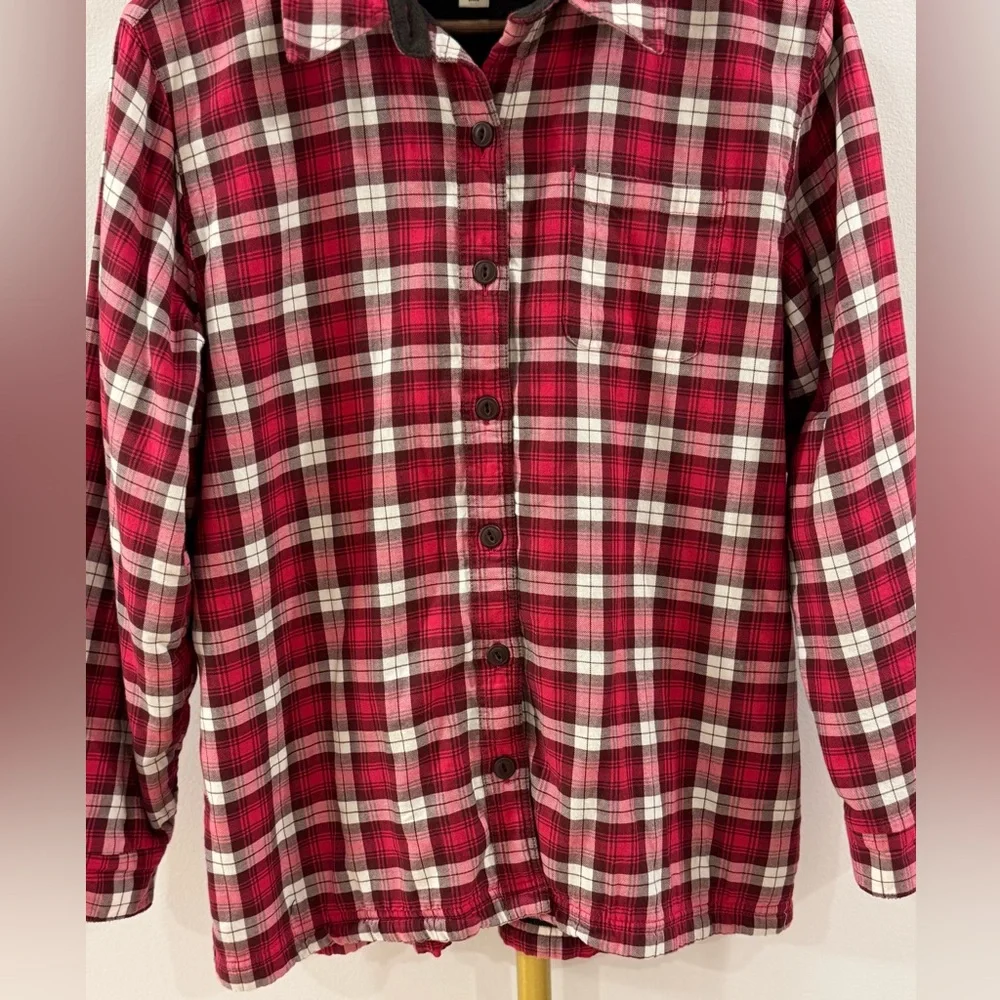 L.L. BEAN • Red & White Plaid Kids Button Down Shirt